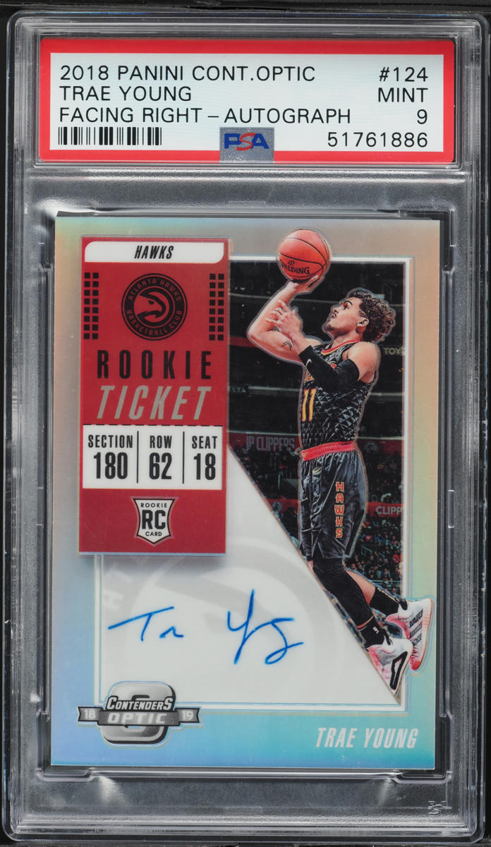 2018 Panini Contenders Optic Trae Young ROOKIE AUTO #124 PSA 9 MINT