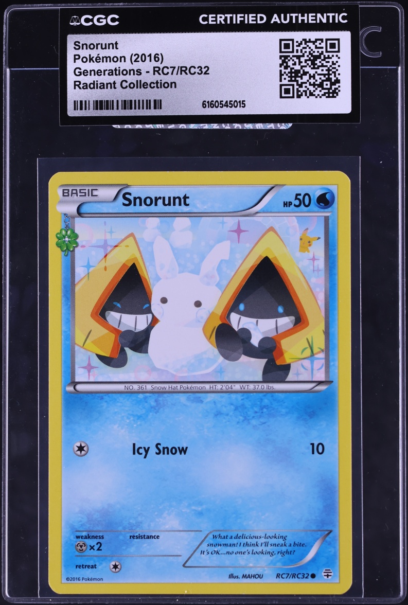 2016 Pokemon XY Generations Radiant Collection Snorunt #RC7 CGC AUTH
