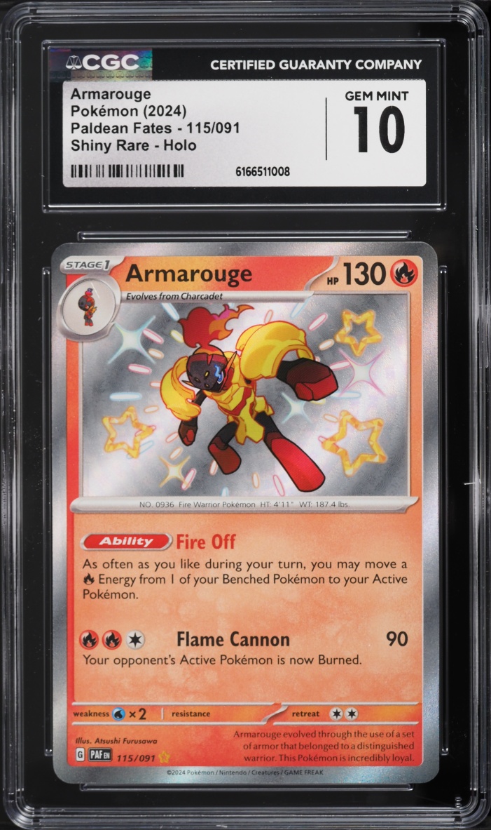 2024 Pokemon Scarlet & Violet Paldean Fates Shiny Armarouge #115 CGC 10 GEM MINT