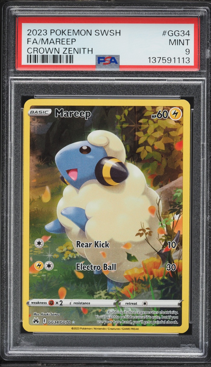 2023 Pokemon Sword & Shield Crown Zenith Full Art Mareep #GG34 PSA 9 MINT