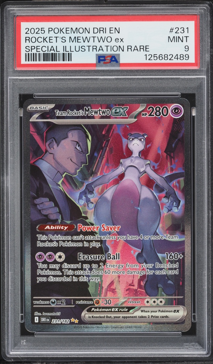 2025 Pokemon Scarlet & Violet Destined Rivals SIR Team Rocket's Mewtwo ex #231 PSA 9 MINT