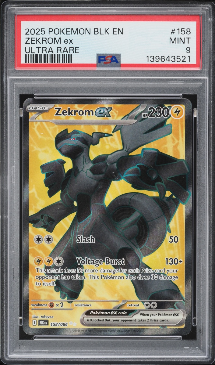 2025 Pokemon Scarlet & Violet Black Bolt Full Art Zekrom ex #158 PSA 9 MINT