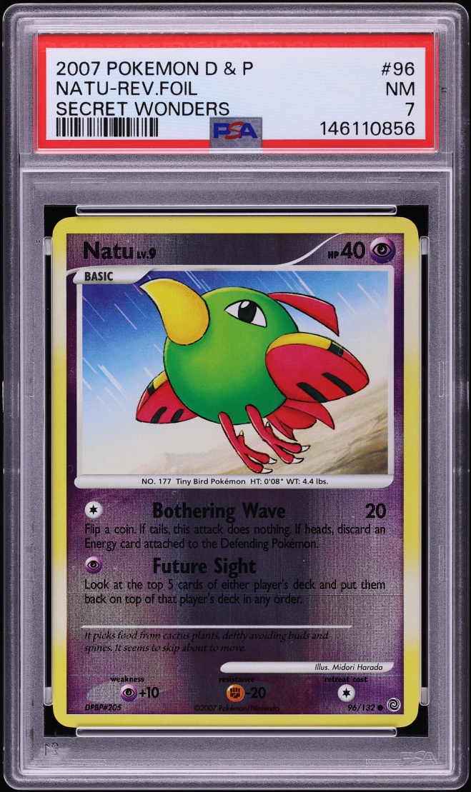 2007 Pokemon Diamond & Pearl Secret Wonders Reverse Holo Natu #96 PSA 7 NRMT