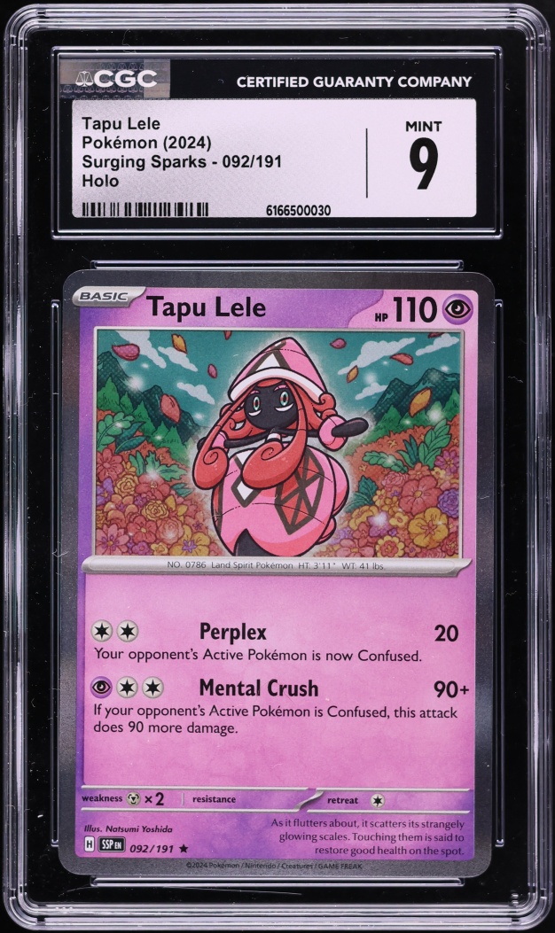 2024 Pokemon Scarlet & Violet Surging Sparks Holo Tapu Lele #92 CGC 9 MINT