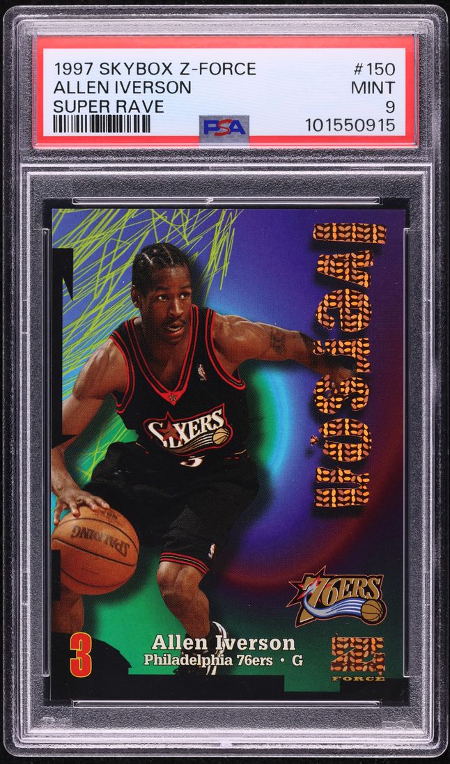 1997 Skybox Z-Force Super Rave Allen Iverson /50 #150 PSA 9 MINT