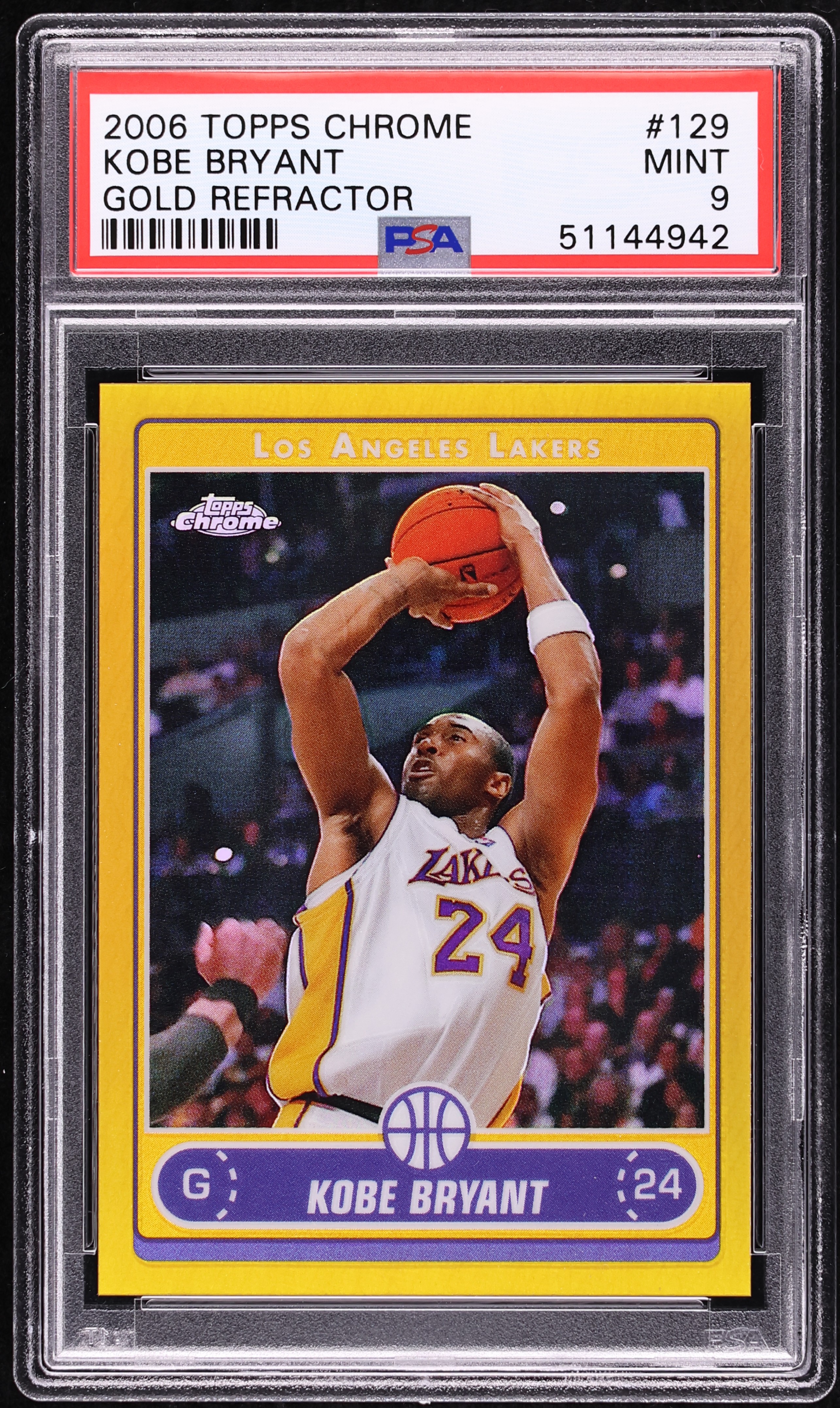 2006 Topps Chrome Gold Refractor Kobe Bryant /25 #129 PSA 9 MINT