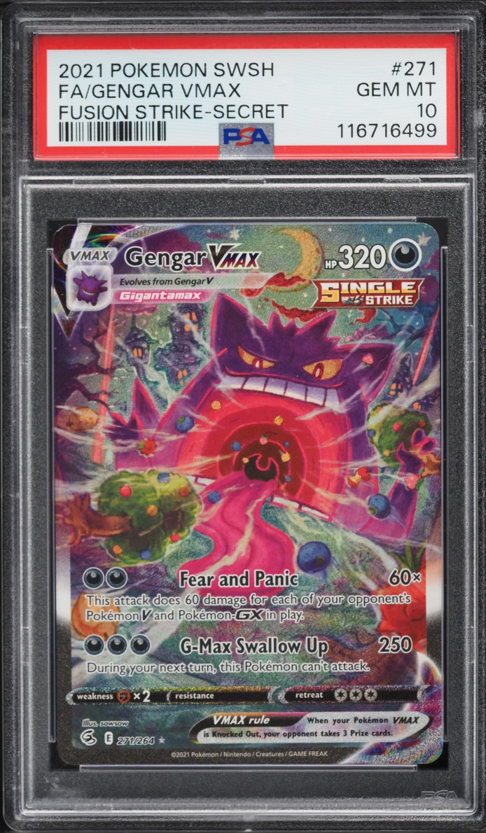 2021 Pokemon Sword & Shield Fusion Strike Full Art Gengar VMAX #271 PSA 10 GEM MINT