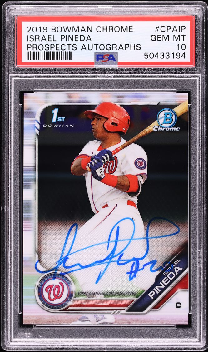 2019 Bowman Chrome Israel Pineda PROSPECT AUTO #CPA-IP PSA 10 GEM MINT