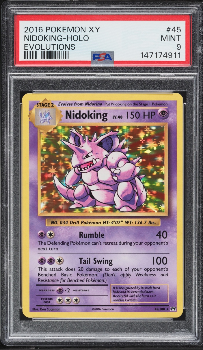 2016 Pokemon XY Evolutions Holo Nidoking #45 PSA 9 MINT