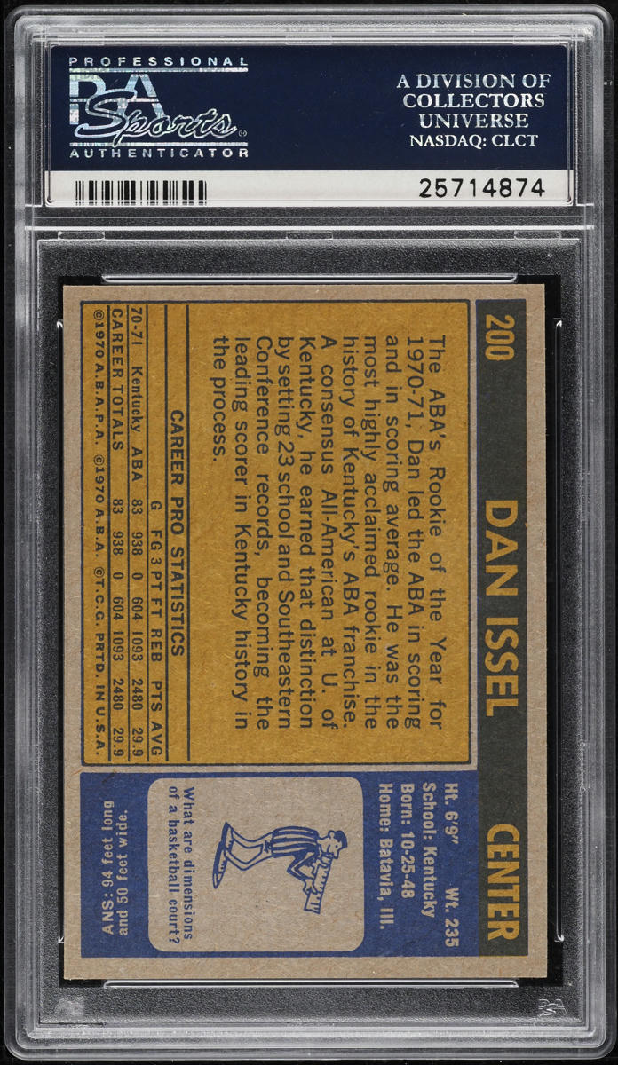1971 Topps Basketball Dan Issel ROOKIE #200 PSA 9 MINT