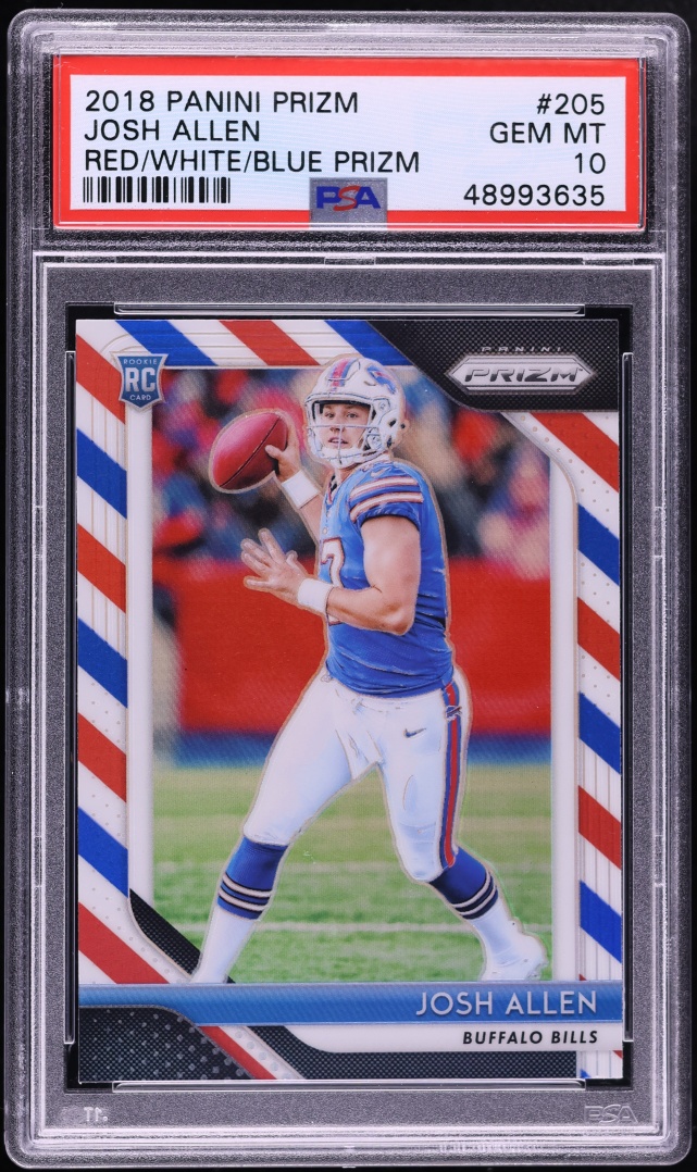 2018 Panini Prizm Red White & Blue Josh Allen ROOKIE #205 PSA 10 GEM MINT