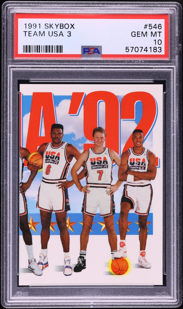 1991 Skybox Team USA 3 w/ Scottie Pippen Larry Bird Patrick Ewing #546 PSA 10 GEM MINT