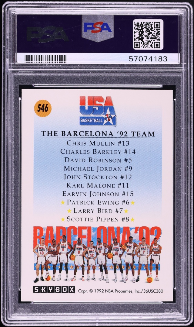 1991 Skybox Team USA 3 w/ Scottie Pippen Larry Bird Patrick Ewing #546 PSA 10 GEM MINT - Photo 2