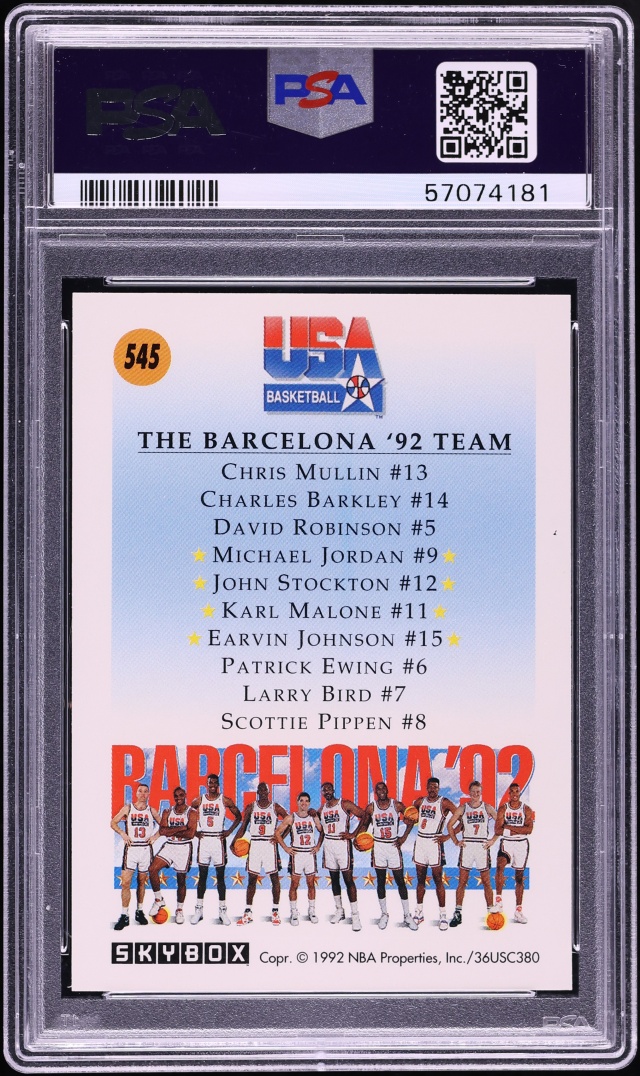 1991 Skybox Team USA 2 Michael Jordan John Stockton Karl Malone Magic Johnson #545 PSA 10 GEM - Photo 2