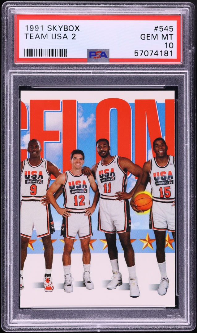 1991 Skybox Team USA 2 Michael Jordan John Stockton Karl Malone Magic Johnson #545 PSA 10 GEM