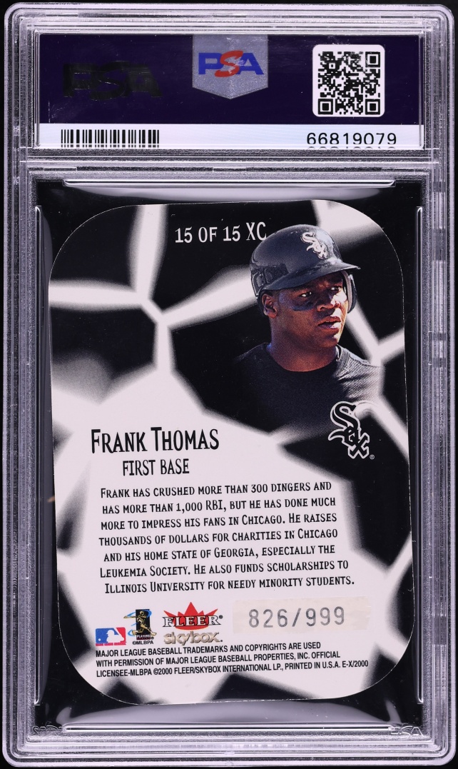 2000 Skybox E-X E-Xceptional Green Die-Cut Frank Thomas /999 #15 PSA 10 GEM MINT - Photo 2