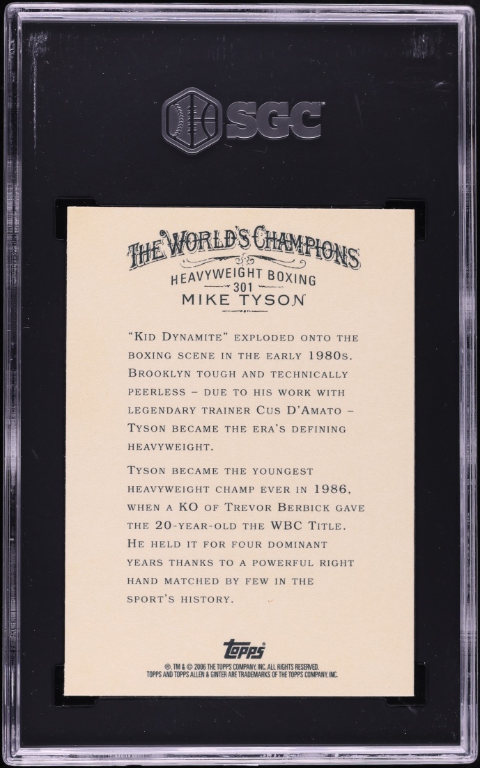 2006 Topps Allen & Ginter Mike Tyson #301 SGC 10 GEM MINT - Photo 2