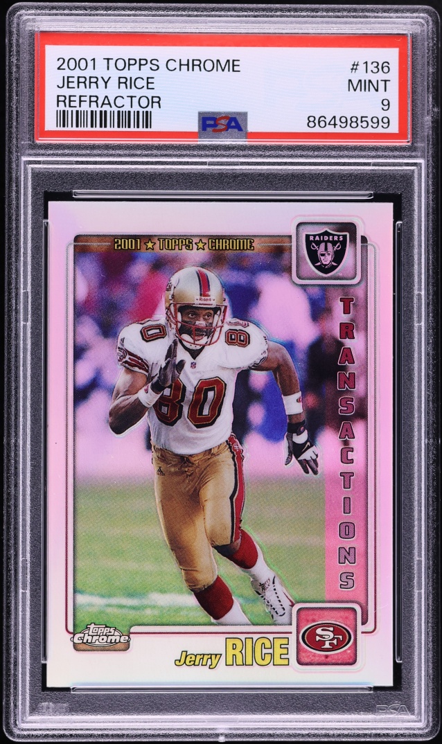 2001 Topps Chrome Refractor Jerry Rice /999 #136 PSA 9 MINT