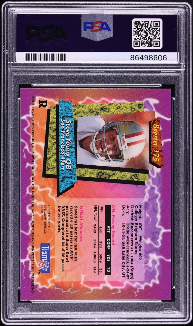 1995 Finest Boosters Refractor Steve Young #175 PSA 9 MINT - Photo 2