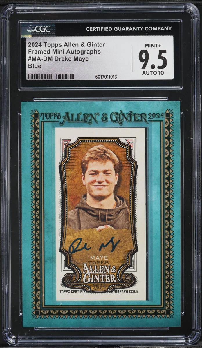 2024 Topps Allen & Ginter Framed Mini Blue Drake Maye AUTO /50 #MA-DM CGC 9.5