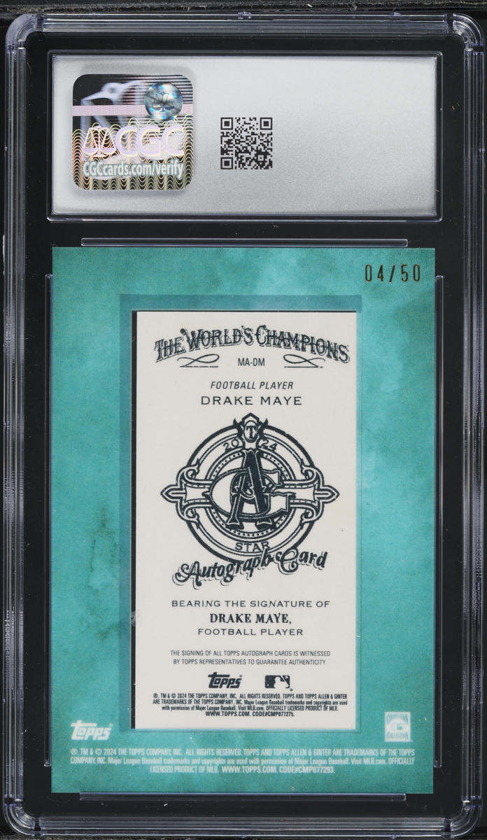 2024 Topps Allen & Ginter Framed Mini Blue Drake Maye AUTO /50 #MA-DM CGC 9.5