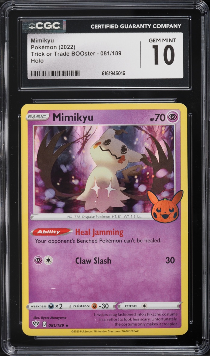 2022 Pokemon Sword & Shield Trick Or Trade BOOster Holo Mimikyu #81 CGC 10 GEM MINT