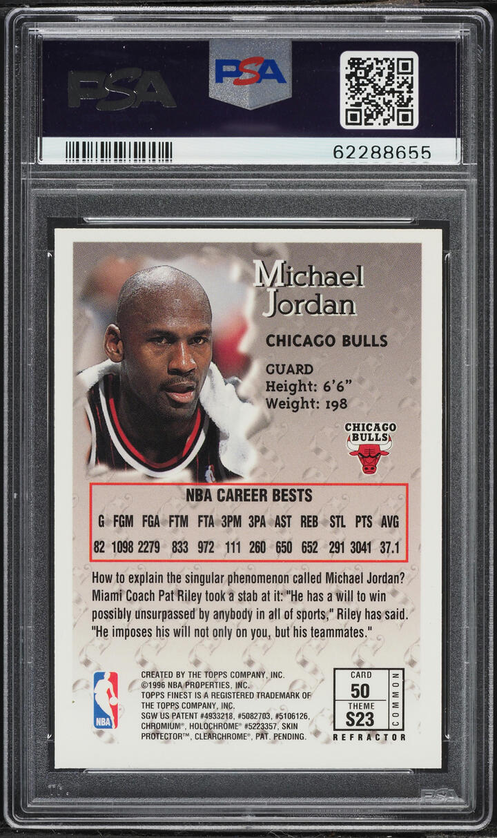 1996 Finest Bronze Refractor Michael Jordan #50 PSA 9 MINT