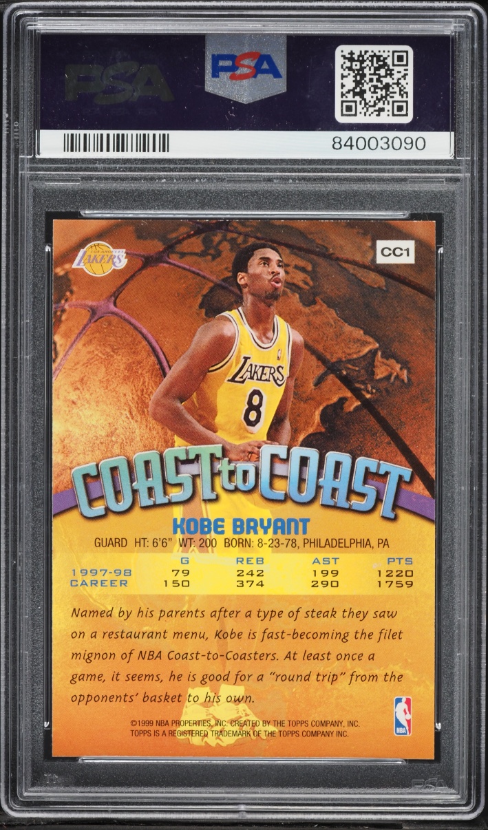 1998 Topps Coast To Coast Kobe Bryant #CC1 PSA 9 MINT - Photo 2