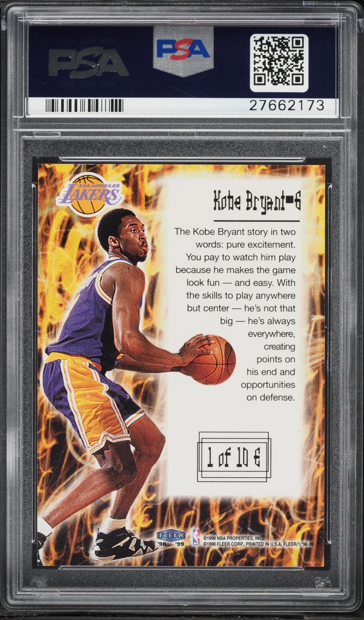 1998 Fleer Tradition Electryfying Kobe Bryant #1 PSA 9 MINT - Photo 2