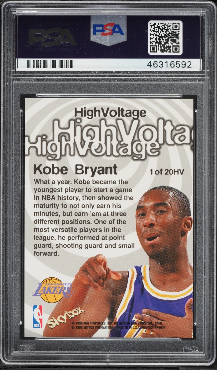 1997 Hoops High Voltage Kobe Bryant #1 PSA 8 NM-MT - Photo 2