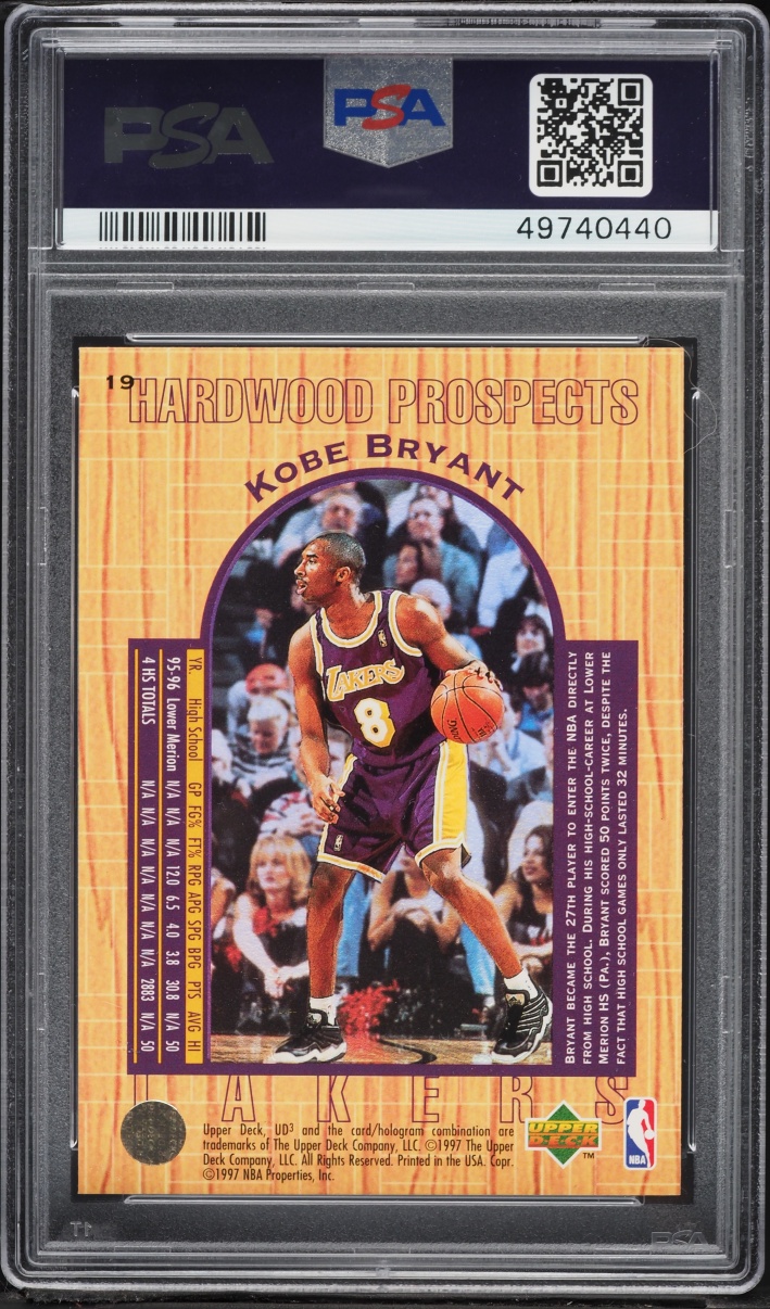 1996 UD3 Basketball Kobe Bryant ROOKIE #19 PSA 10 GEM MINT - Photo 2