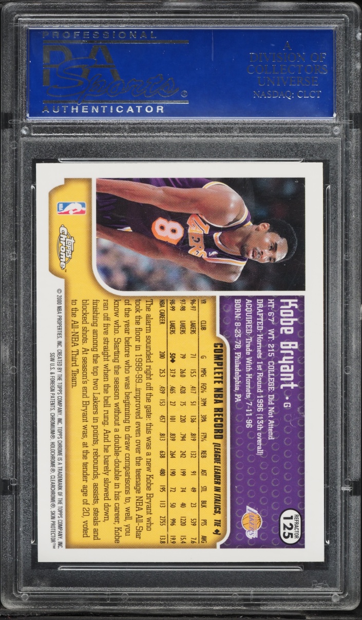 1999 Topps Chrome Refractor Kobe Bryant #125 PSA 9 MINT - Photo 2