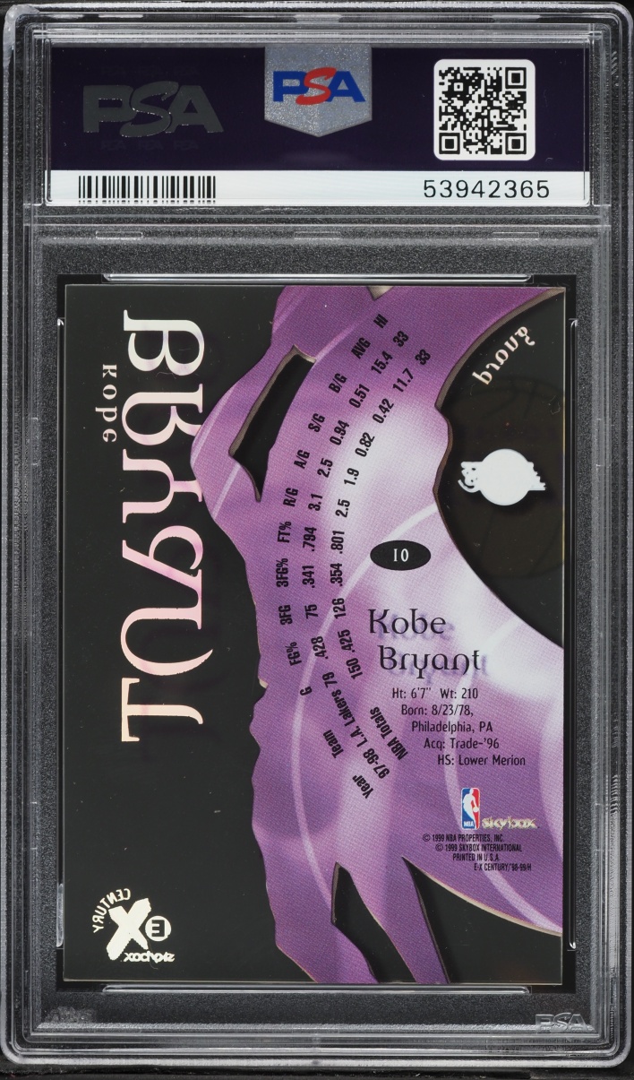 1998 Skybox E-X Century Kobe Bryant #10 PSA 9 MINT - Photo 2