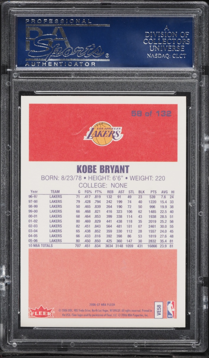2006 Fleer '86 20th Anniversary Kobe Bryant #58 PSA 9 MINT - Photo 2
