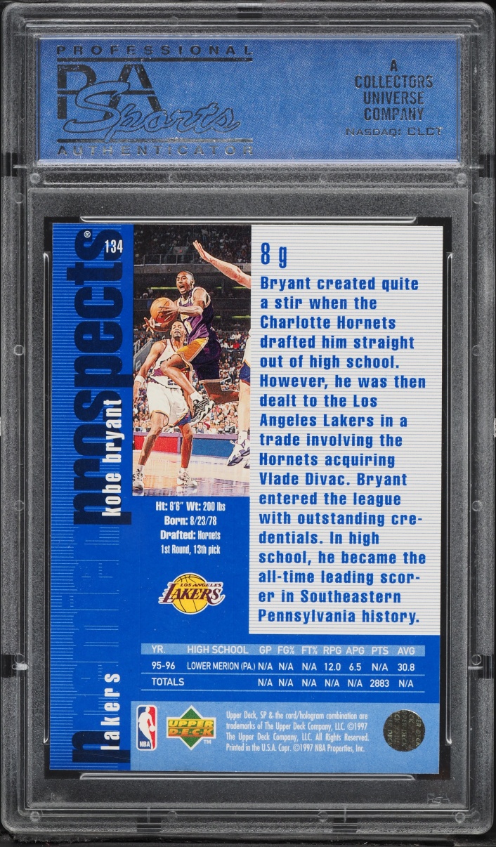1996 SP Basketball Kobe Bryant ROOKIE #134 PSA 10 GEM MINT - Photo 2