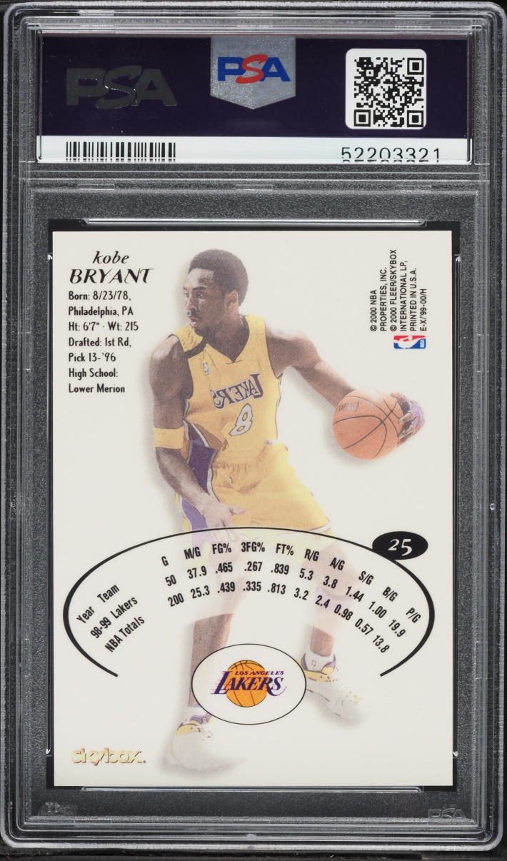 1999 Skybox E-X Kobe Bryant #25 PSA 9 MINT - Photo 2