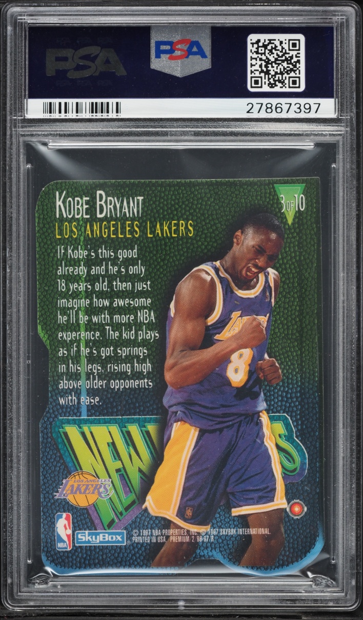 1996 Skybox Premium New Editions Die-Cut Kobe Bryant ROOKIE #3 PSA 9 MINT - Photo 2