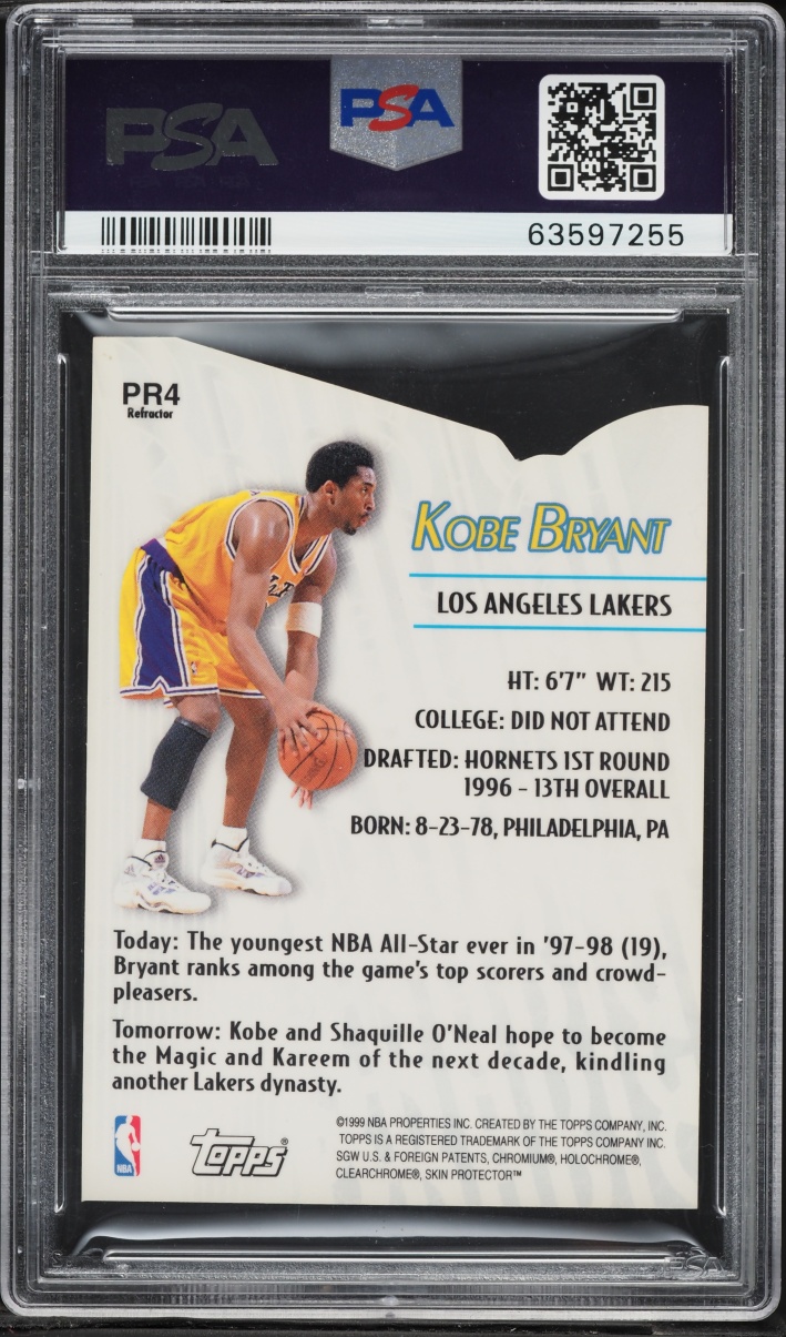 1999 Topps Prodigy Refractor Die-Cut Kobe Bryant #PR4 PSA 9 MINT - Photo 2