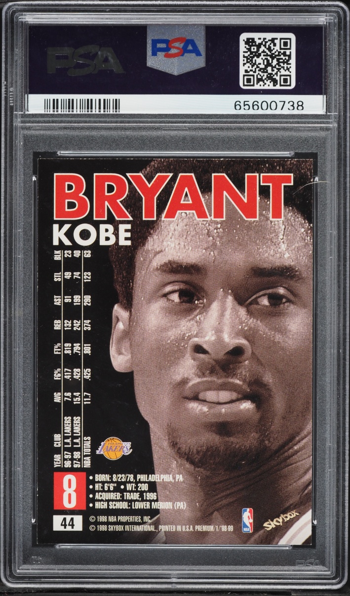 1998 Skybox Premium Kobe Bryant #44 PSA 9 MINT - Photo 2