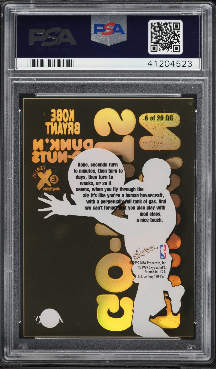 1998 Skybox E-X Century Dunk 'N Go-Nuts Kobe Bryant #6DG PSA 9 MINT - Photo 2