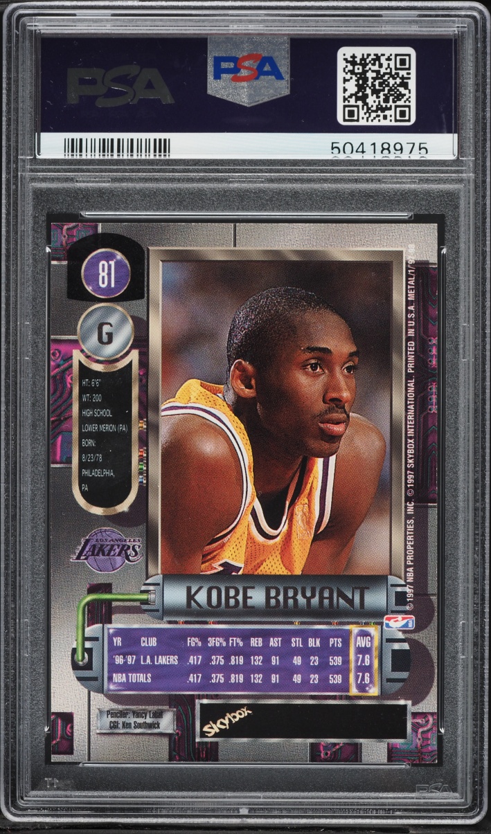 1997 Metal Universe Kobe Bryant #81 PSA 9 MINT - Photo 2