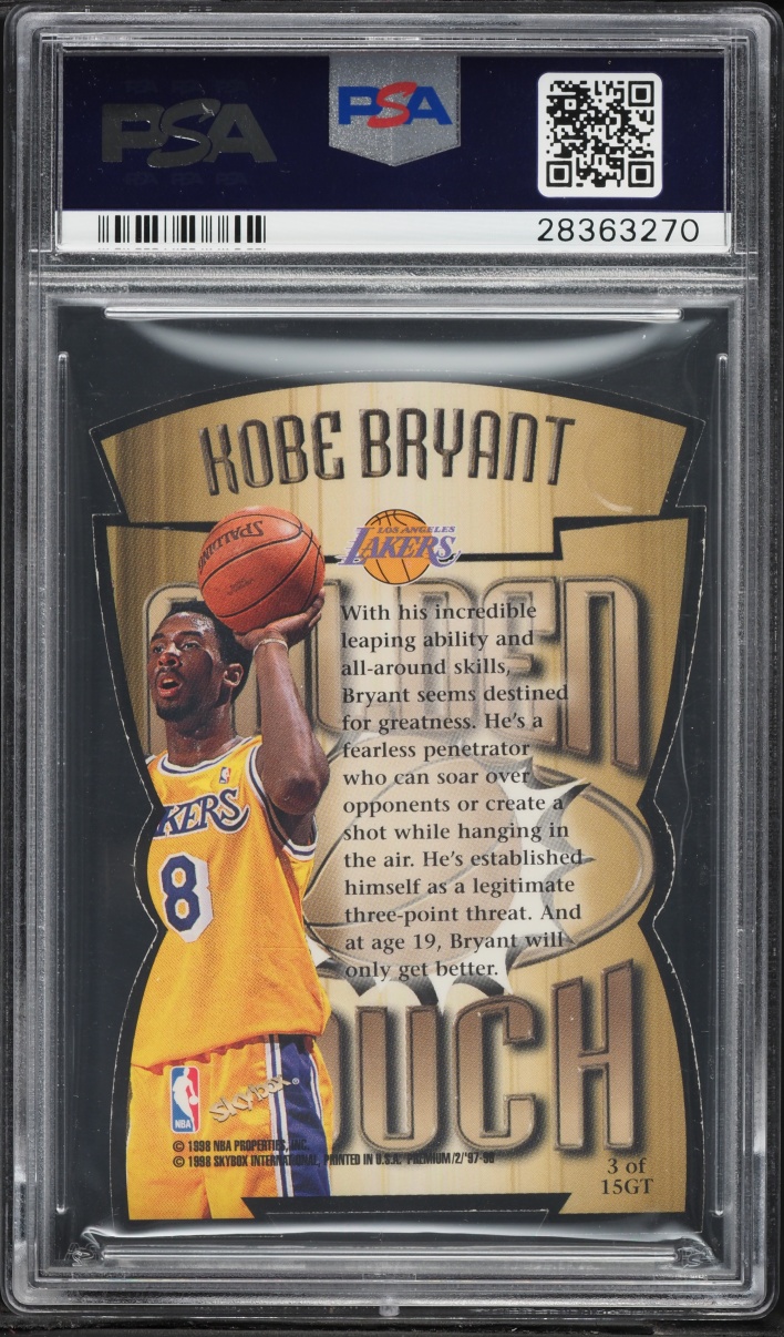 1997 Skybox Premium Golden Touch Die-Cut Kobe Bryant #3GT PSA 8.5 NM-MT+ - Photo 2
