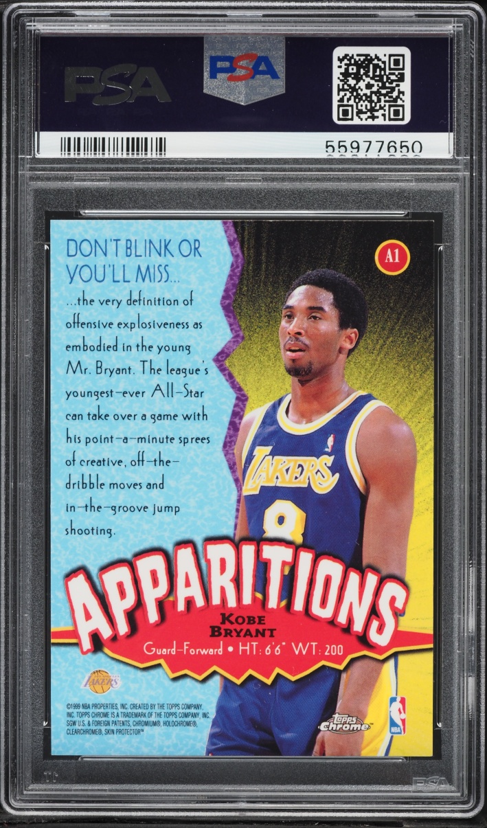 1998 Topps Chrome Apparitions Kobe Bryant #A1 PSA 9 MINT - Photo 2