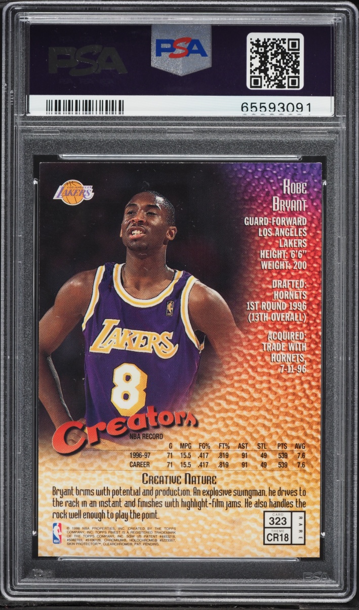 1997 Finest Basketball w/ Coating Kobe Bryant #323 PSA 9 MINT - Photo 2