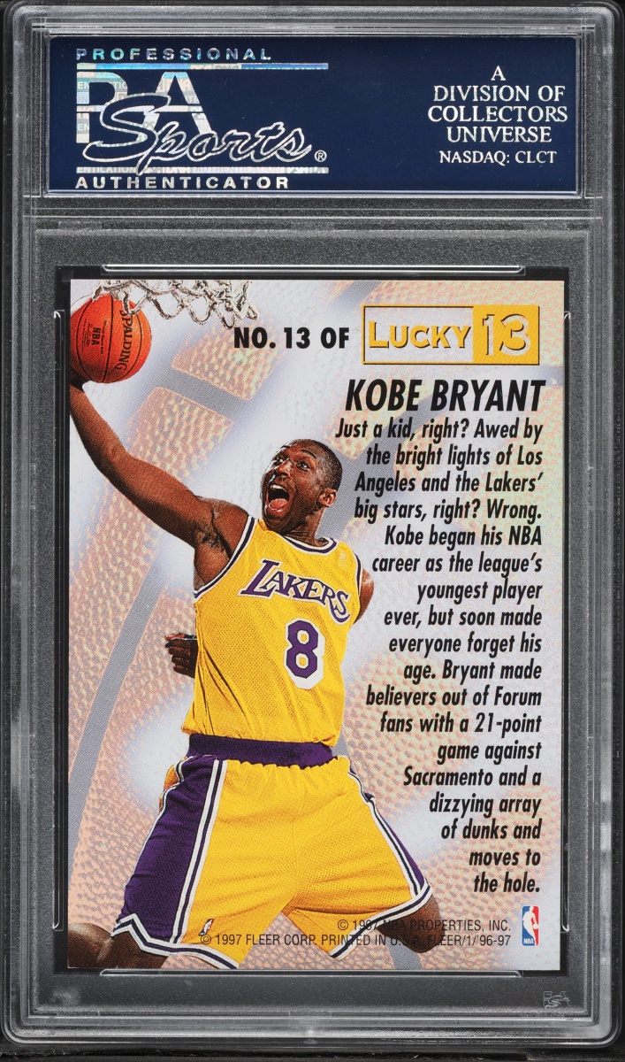 1996 Fleer Lucky 13 Kobe Bryant ROOKIE #13 PSA 9 MINT - Photo 2
