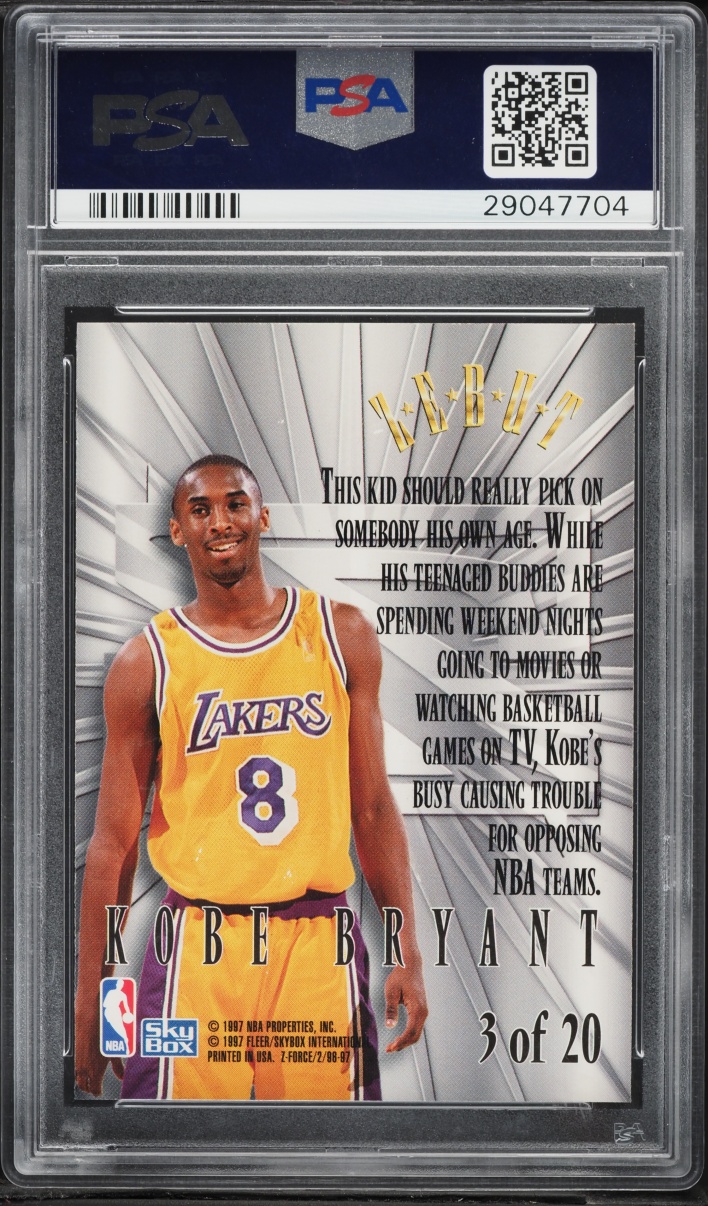1996 Skybox Z-Force Zebut Kobe Bryant ROOKIE #3 PSA 9 MINT - Photo 2