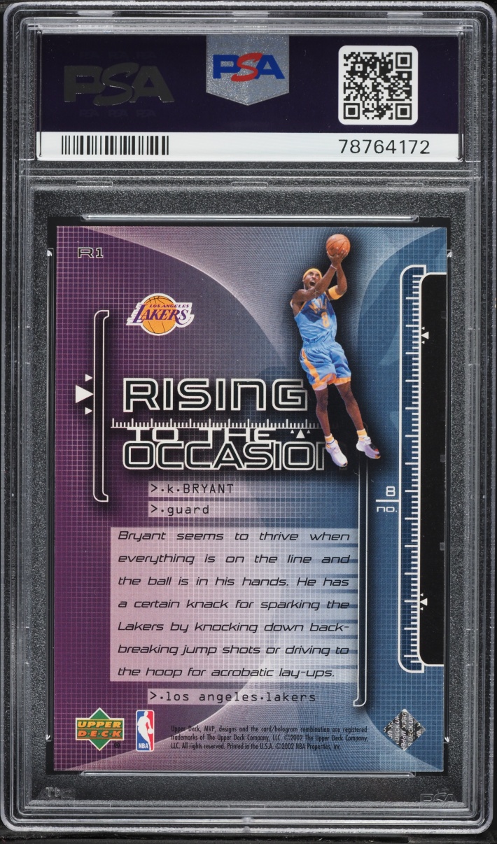 2002 Upper Deck MVP Rising To The Occasion Kobe Bryant #R1 PSA 9 MINT - Photo 2