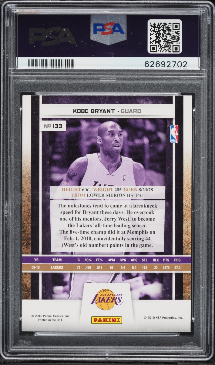 2009 Panini Season Update Kobe Bryant #133 PSA 10 GEM MINT - Photo 2