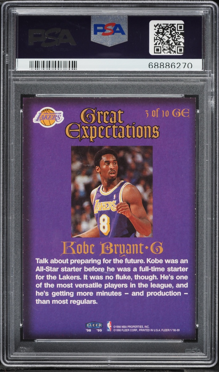 1998 Fleer Tradition Great Expectations Kobe Bryant #3 PSA 8 NM-MT - Photo 2