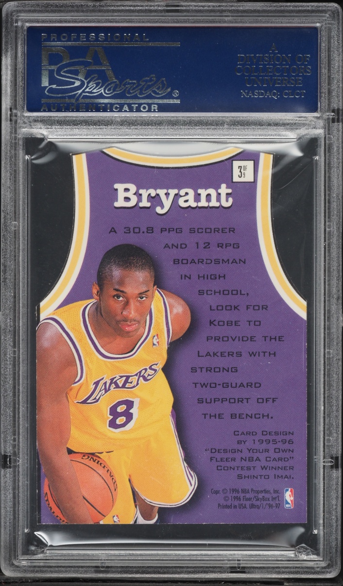 1996 Ultra Fresh Faces Die-Cut Kobe Bryant ROOKIE #3 PSA 9 MINT - Photo 2